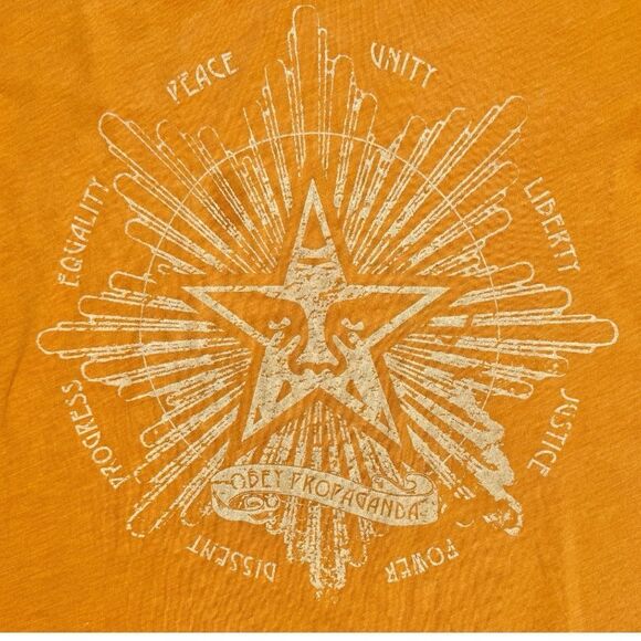 Obey Men’s Orange Short Sleeve Graphic Tee Sz M - Picture 3 of 8
